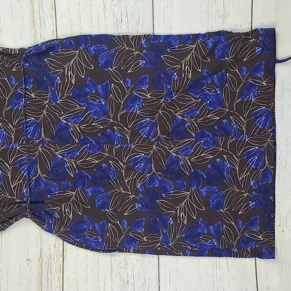 NWT Garnet Hill Blue Brown Patterned Midi Tie Waist Dress Size Small - Picture 11 of 11